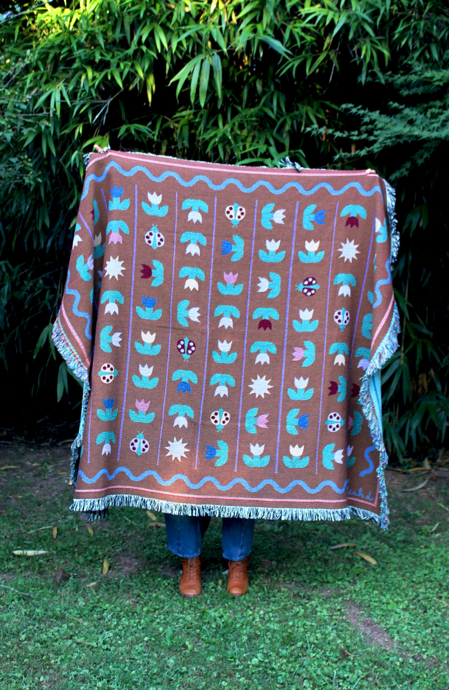 Ladybird Tulip Throw Blanket Tapestry