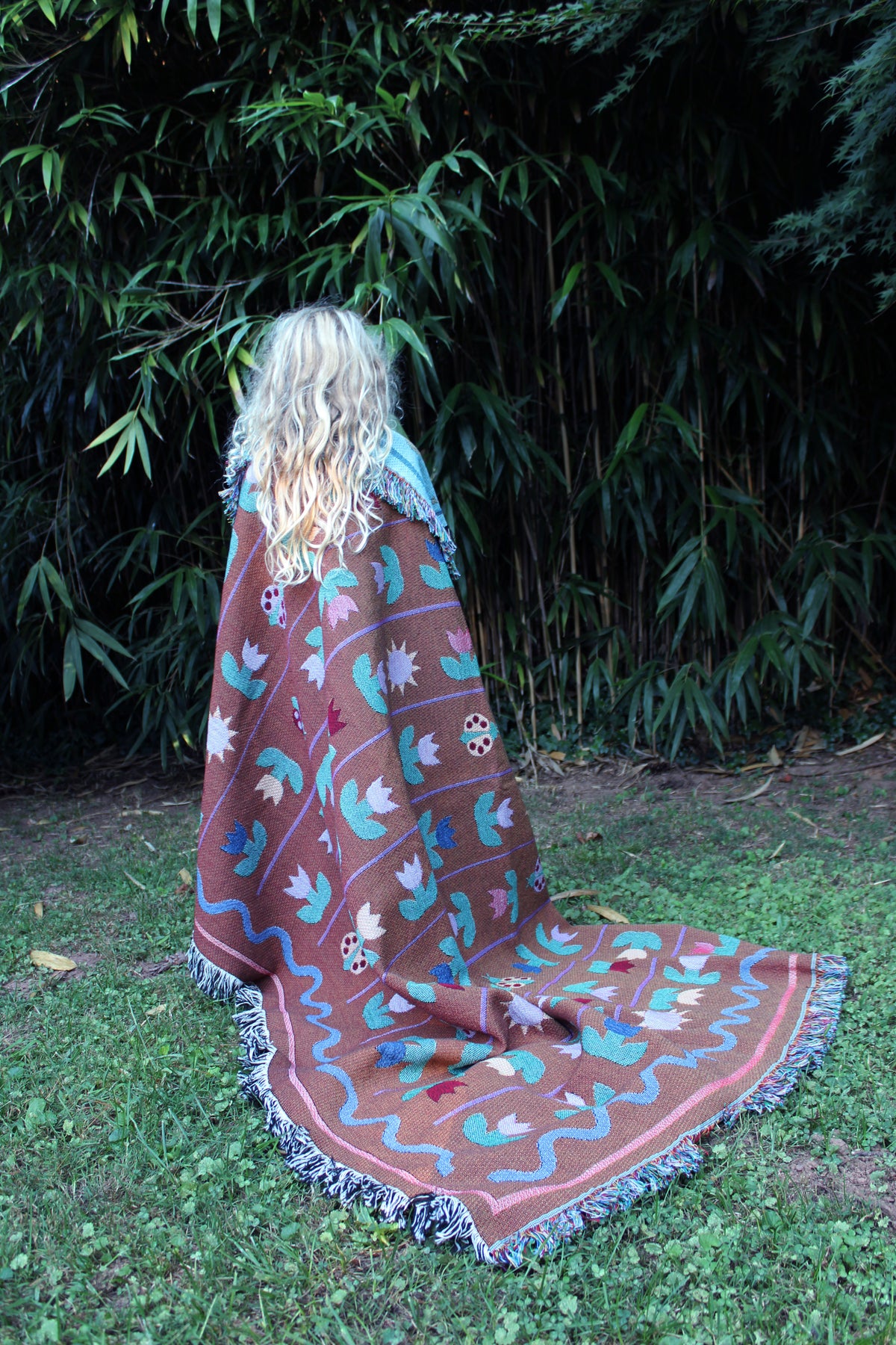 Ladybird Tulip Throw Blanket Tapestry Brown
