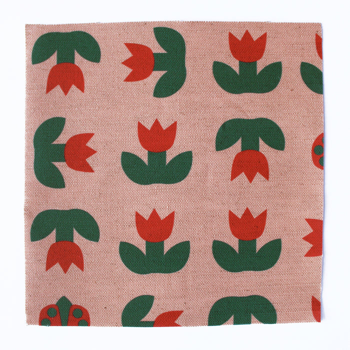 Ladybird Tulip Cotton Linen Fabric Peach