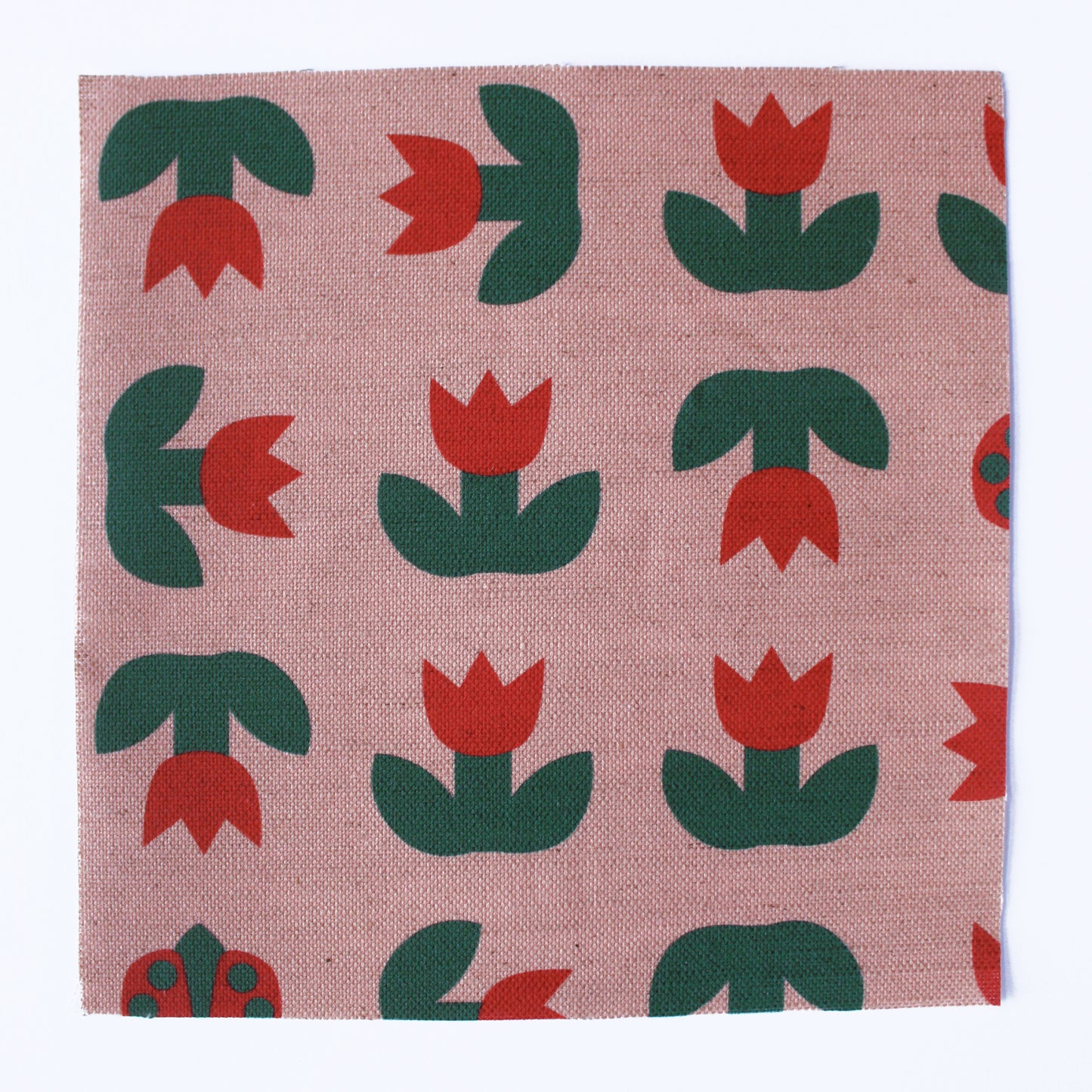 Ladybird Tulip Cotton Linen Fabric Peach