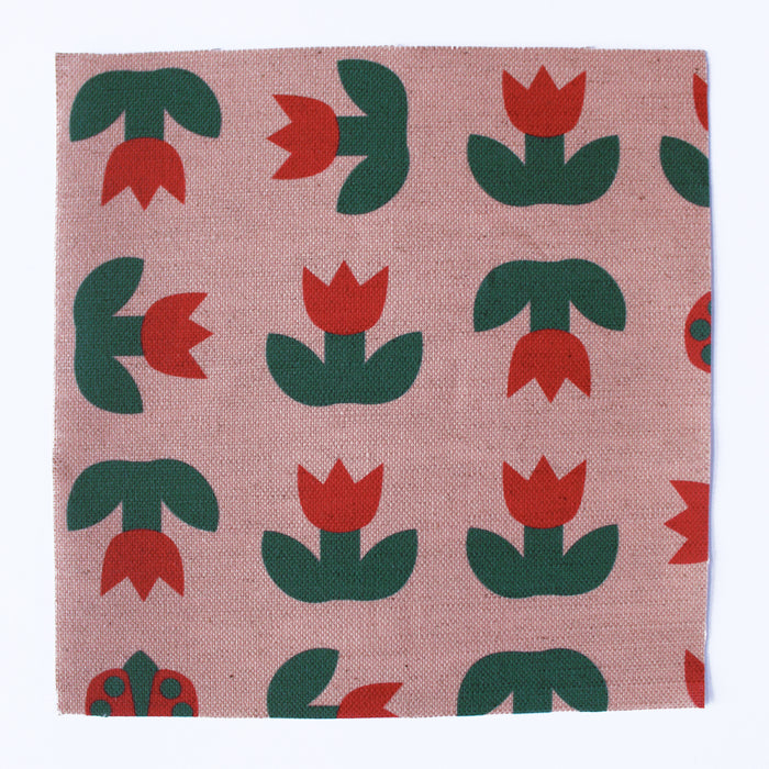 Ladybird Tulip Cotton Linen Fabric Peach