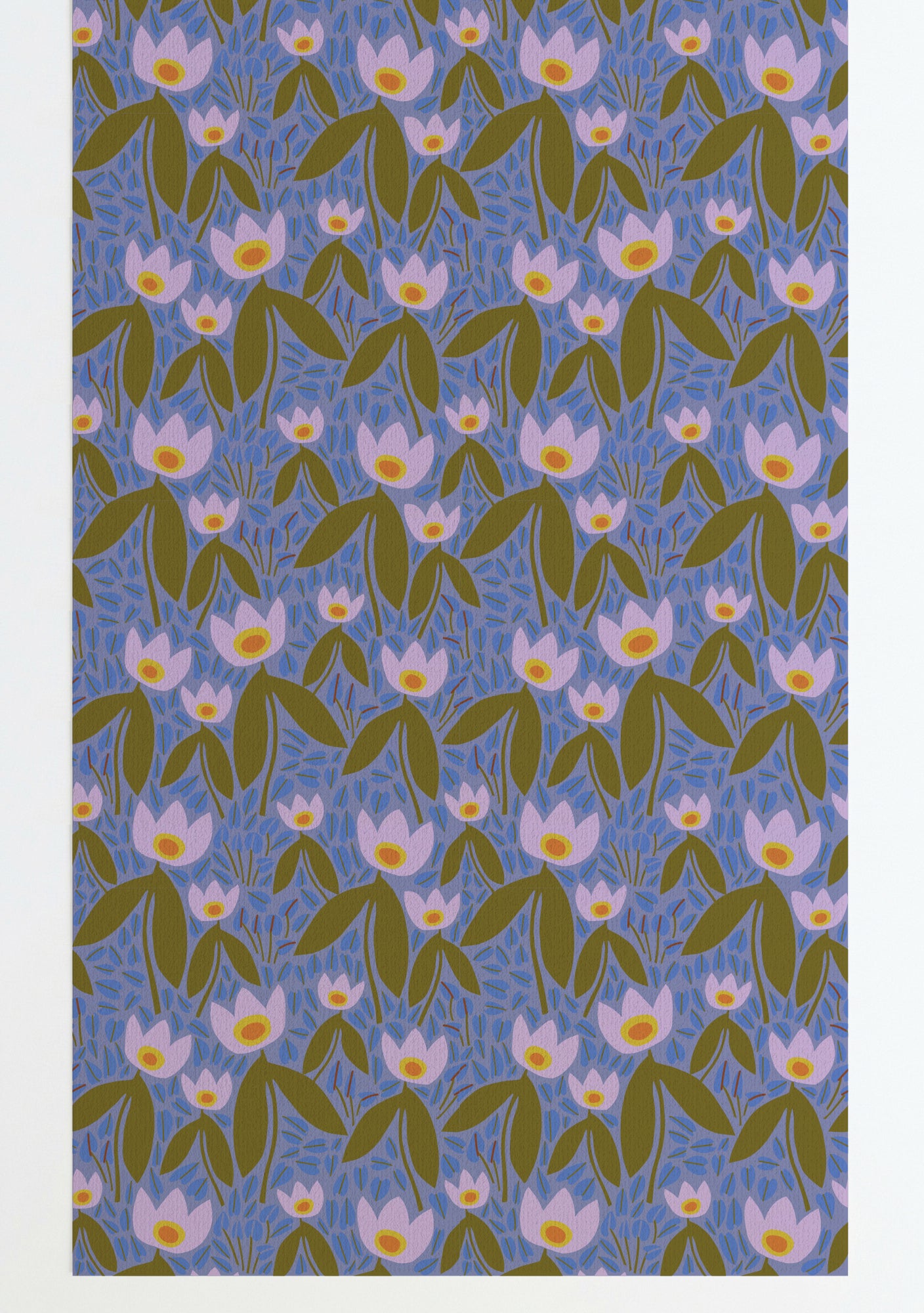 Two Tulips Wallpaper Blue Green Peel and Stick