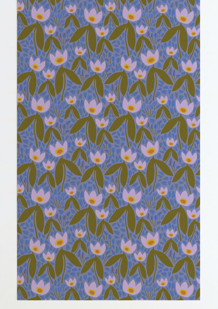 Two Tulips Wallpaper Blue Green Peel and Stick