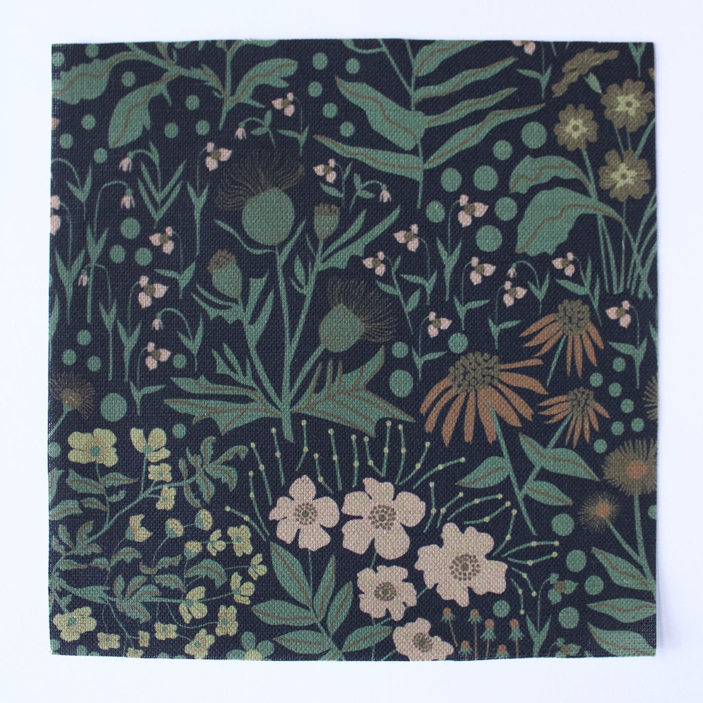 Wildflower Cotton Linen Fabric Black
