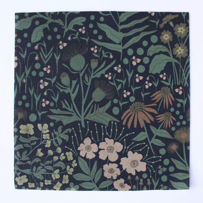 Wildflower Cotton Linen Fabric Black