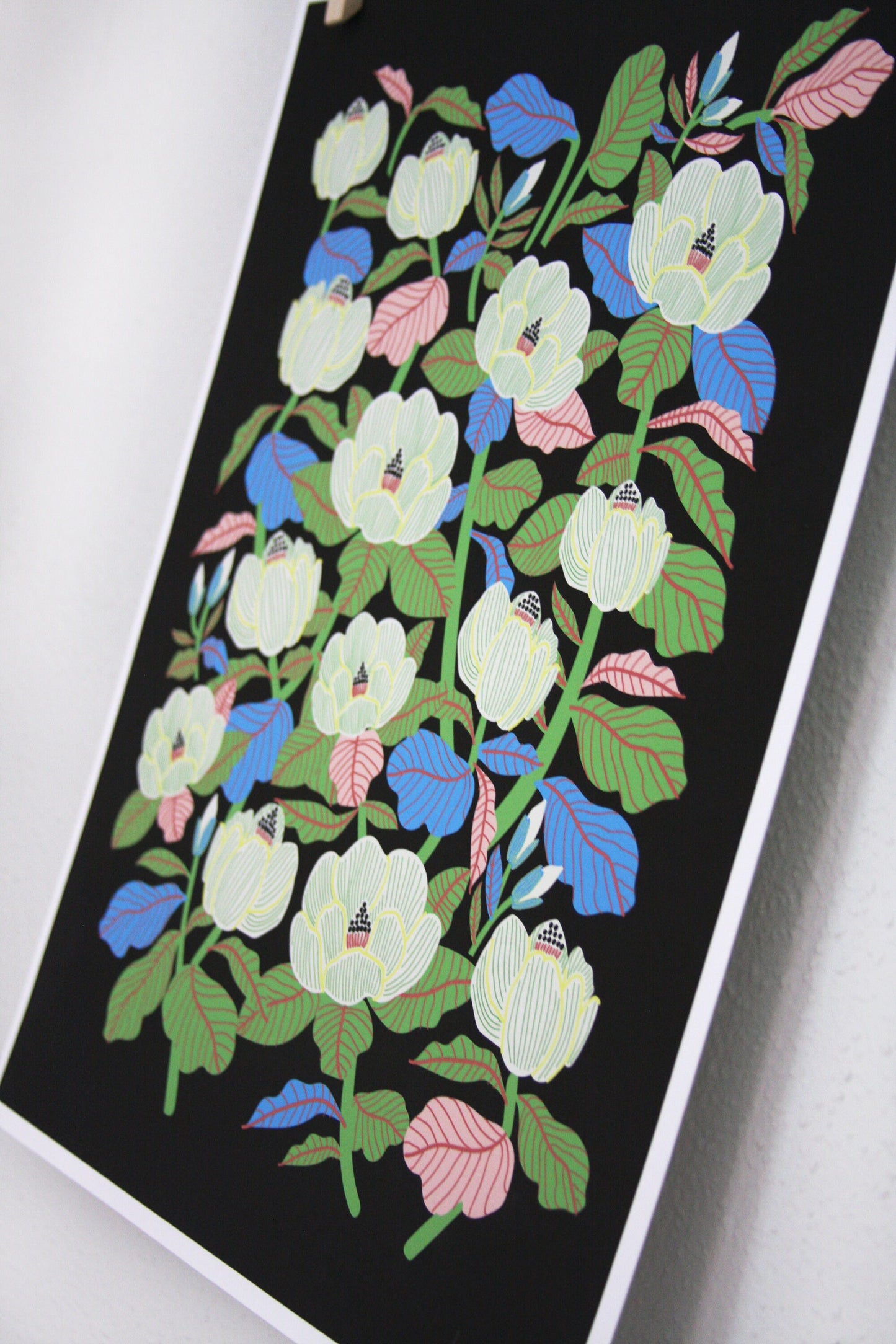 Magnolia Print Black