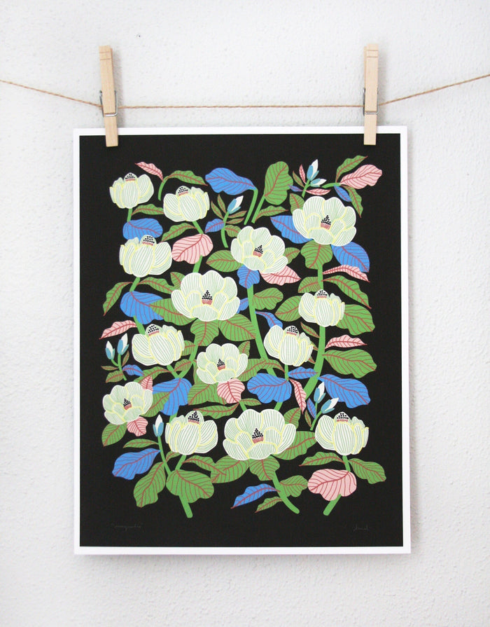 Magnolia Print Black vendor-unknown