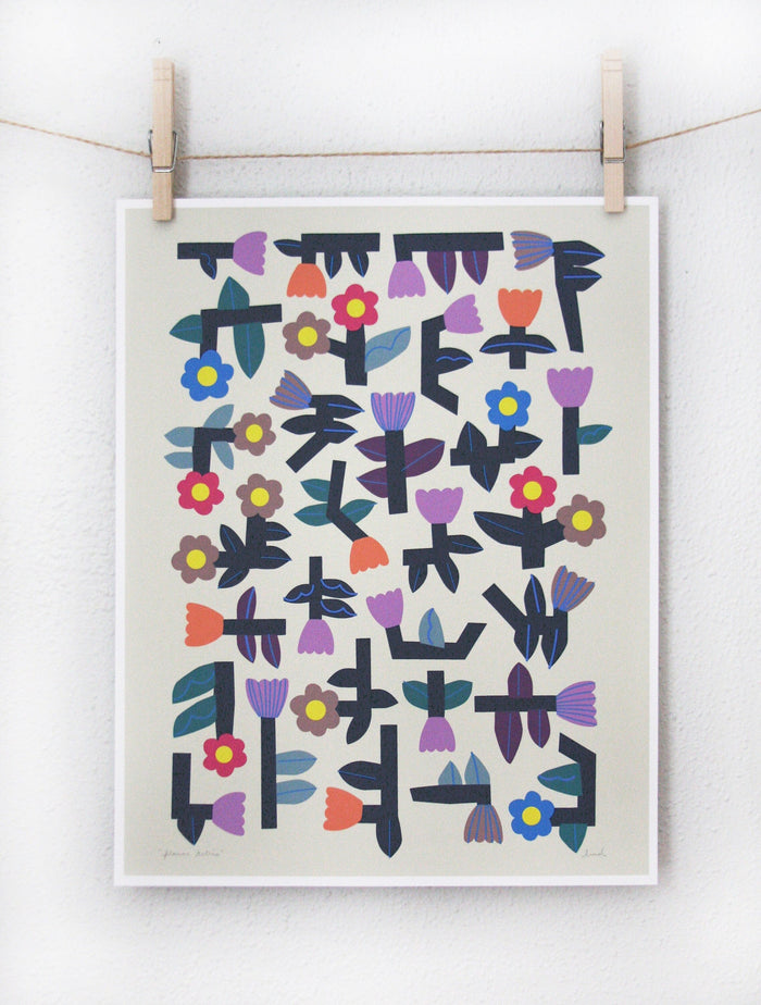 Flower Tetris Print vendor-unknown